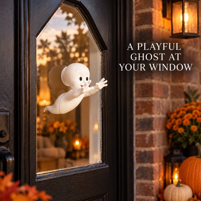 Plastic Craft Ornaments Halloween window decal; ghost passing through the window